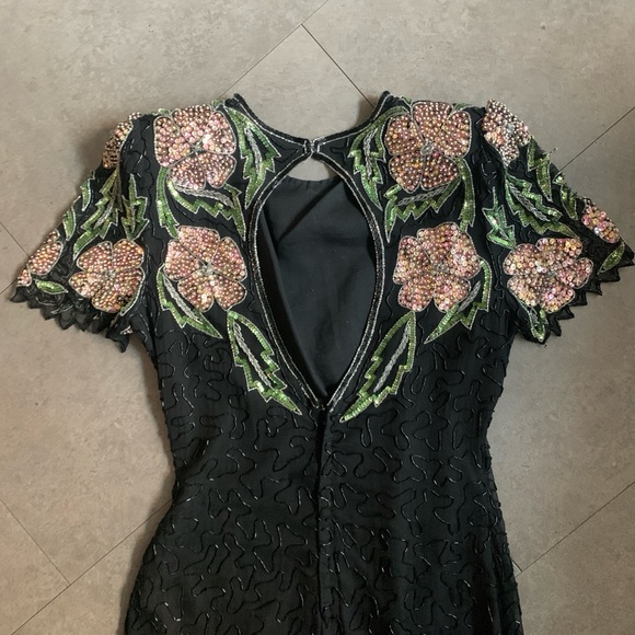 Vintage Silk Scala Beaded Dress - Picture 6 of 7